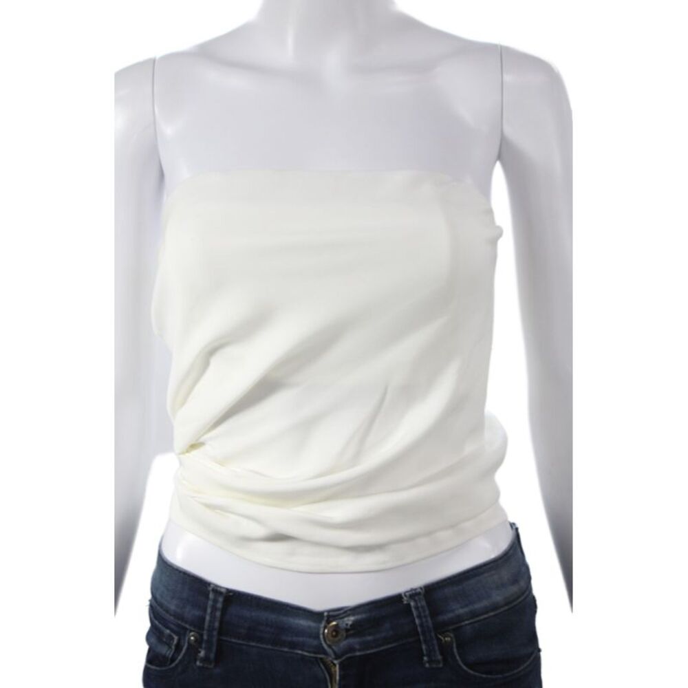 Christopher Esber Womens Sleeveless White Viscose Zip Blouse Size 6